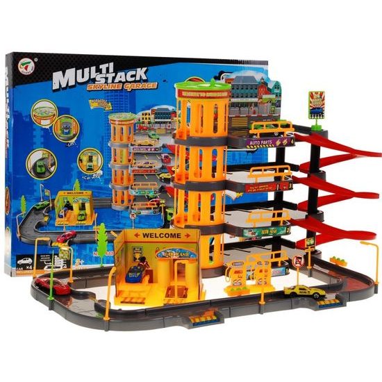 Majlo Toys parkovací garáž Skyline s výtahem+ 4 autíčka