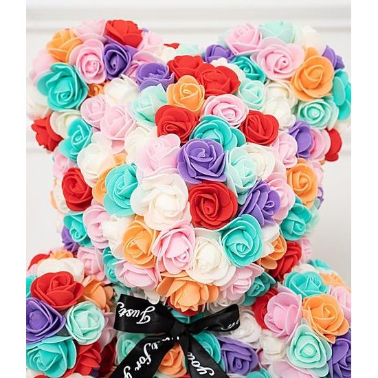 Medvídek z růží duhový Rose Bear 40 cm