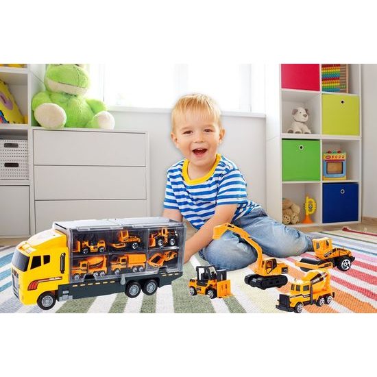 Nákladní auto se 6 stavebními stroji Building Truck