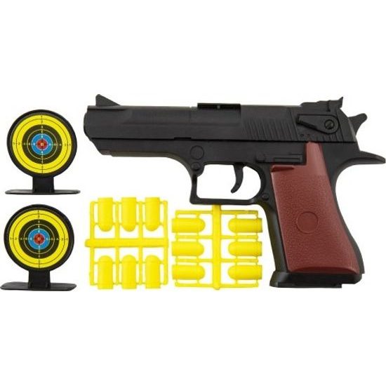 Pistole špuntovka + náboje 12ks + terč 2ks