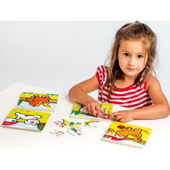 Dřevěné Mini puzzle 9 dílků - Moje první zvířátka pro nejmenší - mix 6 druhů