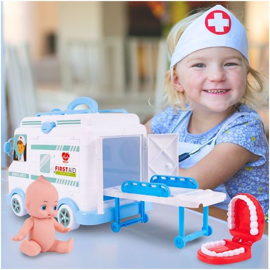 Rozkládací sanitka pro panenku s příslušenstvím Ambulance Car