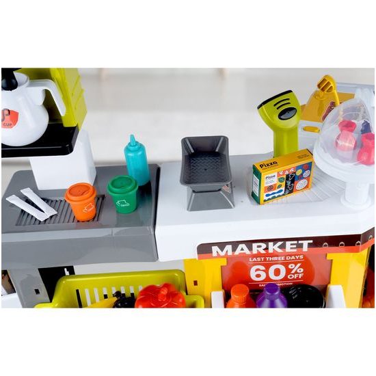 Dětský obchod Supermarket s lednicí a nákupním košíkem 65 součástí