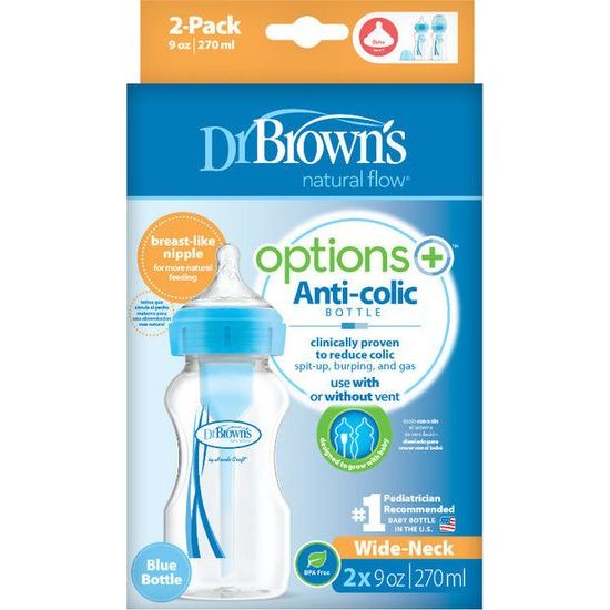 Dr.Brown´s Láhev antikolik Options+ široké hrdlo 2x270ml plast modrá