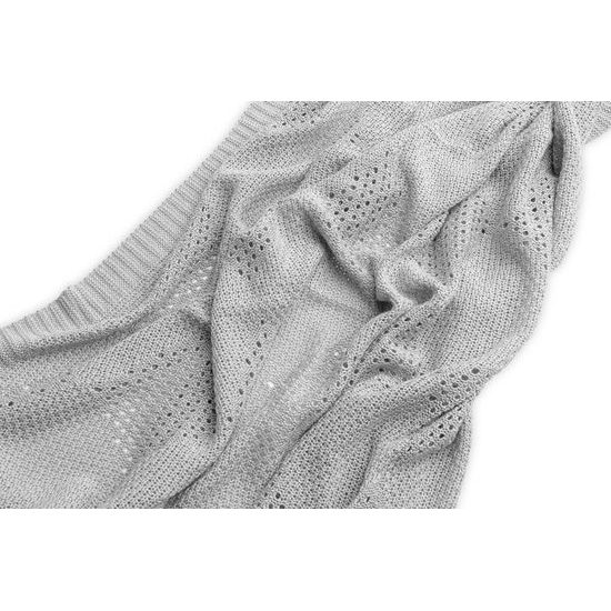 Sensillo Dětská pletená bambusová deka do kočárku 100x80 cm šedá