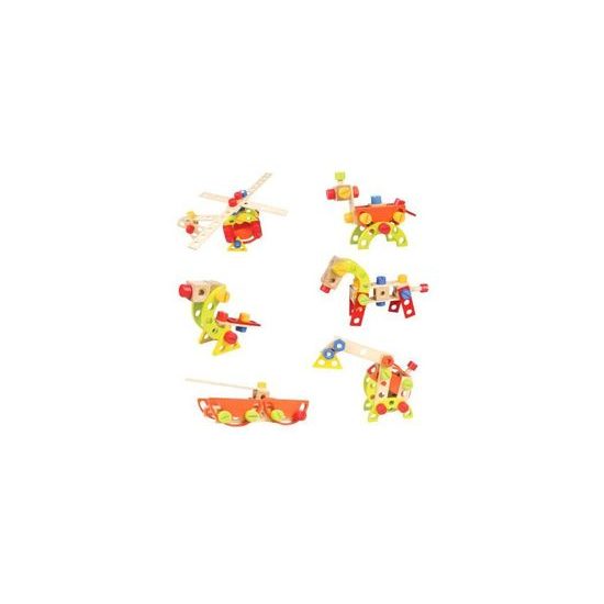 Ecotoys sada dřevěných konstrukčních kostek 120 ks v boxu