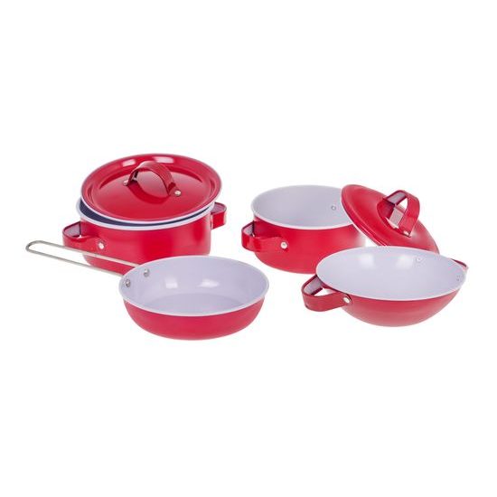 Sada dětského kovového nádobí s kuchyňskou rukavicí Red Kitchenware
