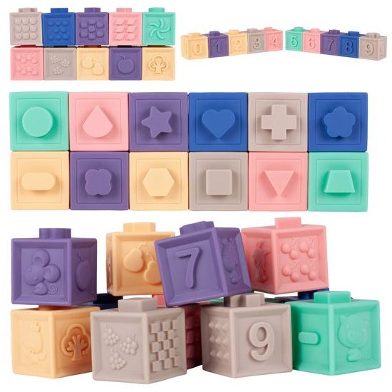 Senzorické kostky pro nejmenší Color Building Blocks 12 kusů