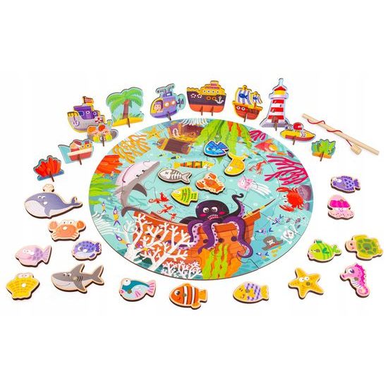 POŠKOZENÝ OBAL Doris dřevěné rybičky na lovení na magnet 20 kusů 3D