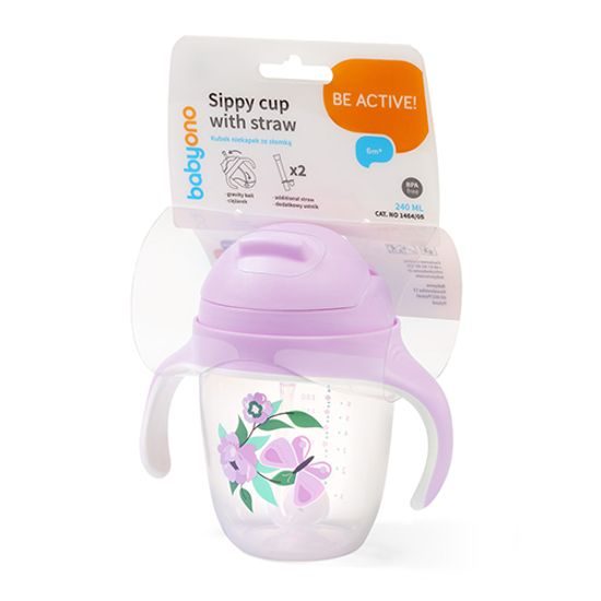 Dětský hrneček se zatíženým brčkem - fialový