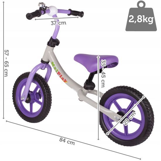 Dětské odrážedlo Nolan 12" šedo-fialové