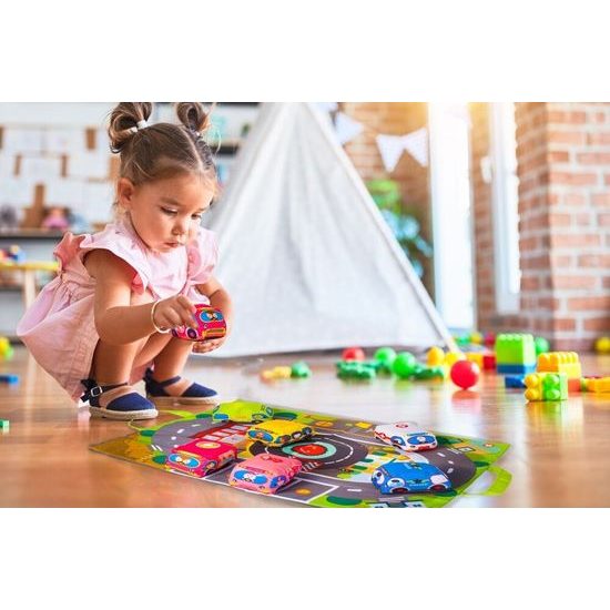 Haunger měkká autíčka s podložkou Cars in Town - 6 kusů