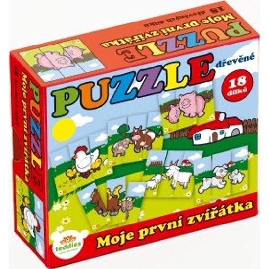 Dřevěné Puzzle Moje první zvířátka 18 dílků pro nejmenší