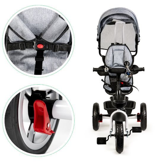 Ecotoys dětská tříkolka s otočným sedadlem 2v1 šedá