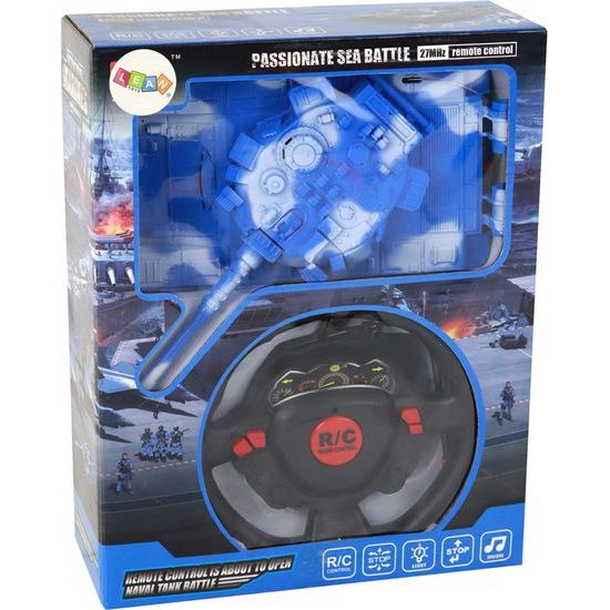 Tank RC na dálkové ovládání se zvuky a světly, světlé modrá