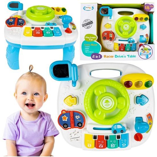 Edukačný stolček s klavírom a volantom 2v1 Drive Table