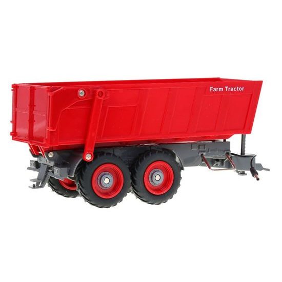 Traktor na dálkové ovládání s červenou vlečkou Red Farmer 1:28