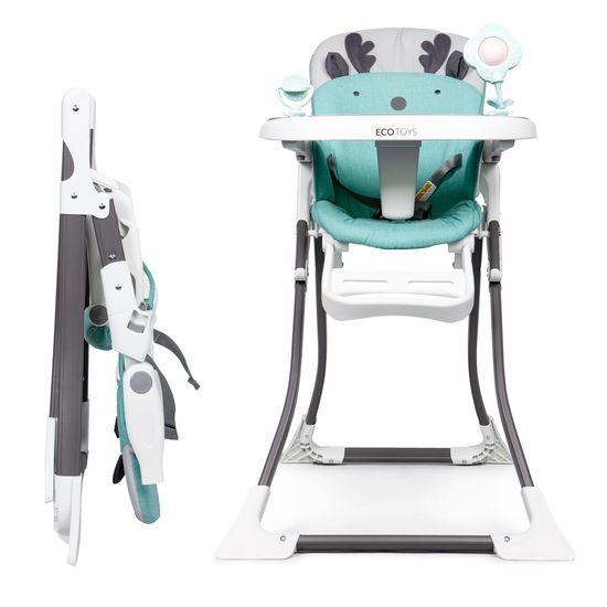 Ecotoys jídelní židlička 2v1 Sobík tyrkysová