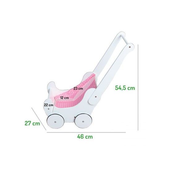 Ecotoys dětské dřevěné chodítko kočárek Bílé