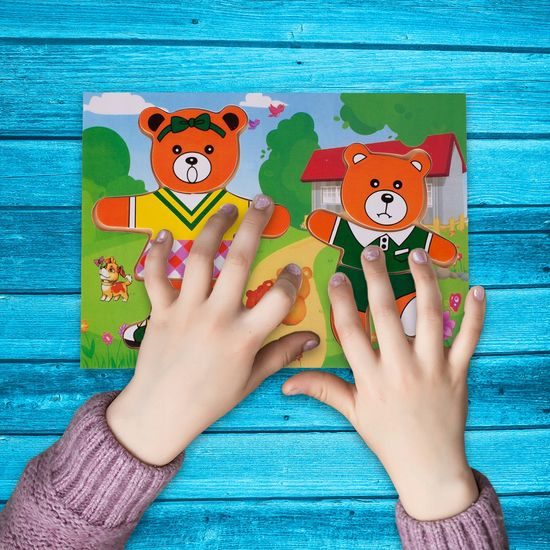 Dřevěná ukládačka s medvídky Bear Dress