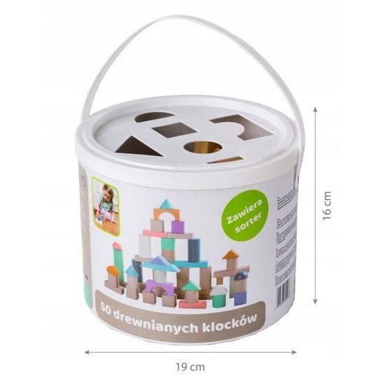 Ecotoys sada dřevěných kostek 50 ks v boxu NEO