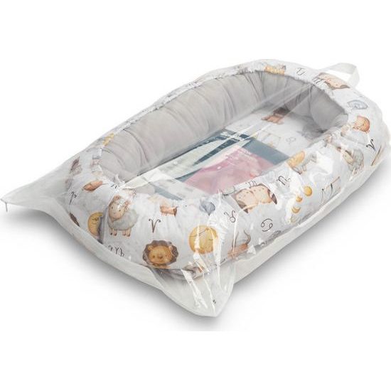 Hnízdečko pro miminko z mušelínu, Zvířátka, šedá