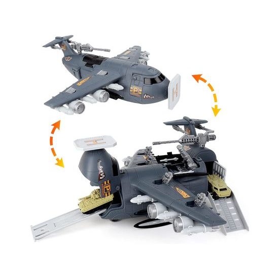 Dětské vojenské letiště s velkým letadlem a příslušenstvím Military Aircraft