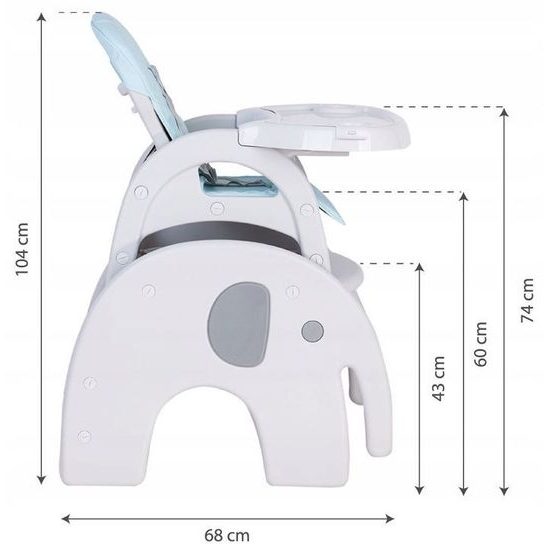 Ecotoys jídelní židlička 3v1 se stolečkem Slon
