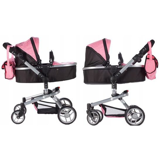 Kombinovaný kočárek pro panenky 2v1 Princess černo-růžový