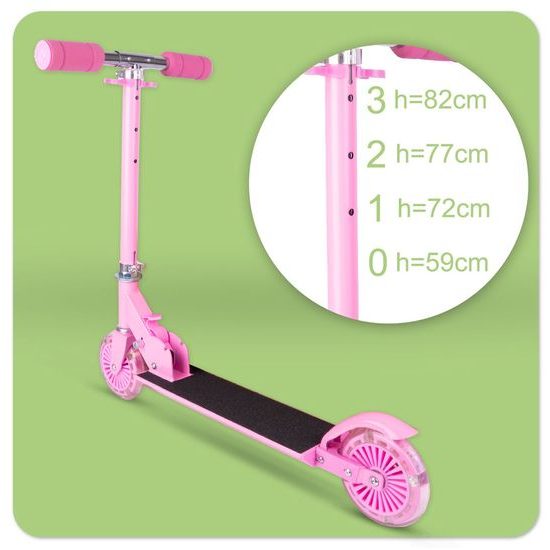 Dětská skládací koloběžka Scooter se svítícími koly - růžová