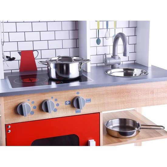 Dětská dřevěná kuchyňka s příslušenstvím Red Kitchen