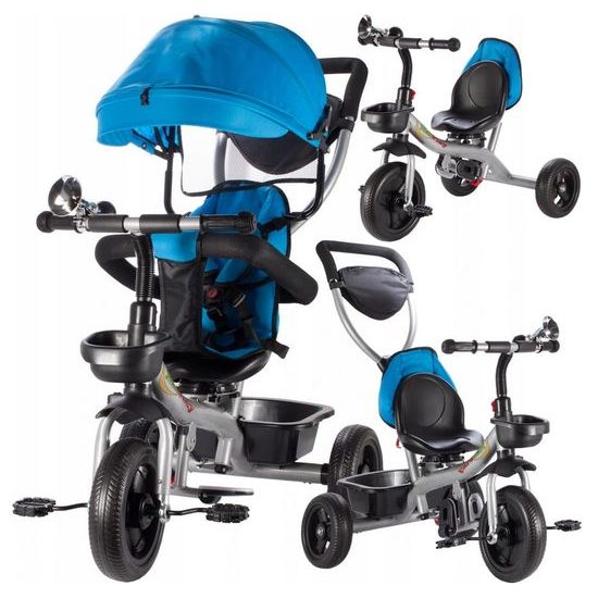 SMONTOVÁNO dětská tříkolka 3v1 s otočným sedadlem S360 modrá