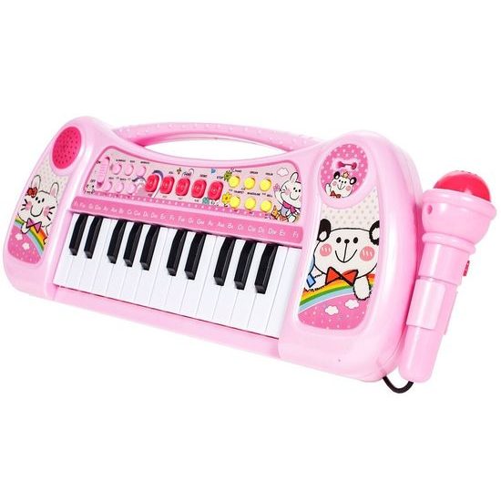 Dětské elektronické klávesy s mikrofonem Music Station růžové