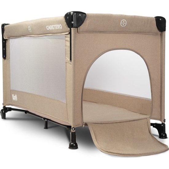 Dětská cestovní postýlka CARETERO ESTI se stahovací bočnicí brown