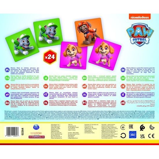 Pexeso Maxi - Tlapková patrola/Paw Patrol 24 kusů - společenská hra