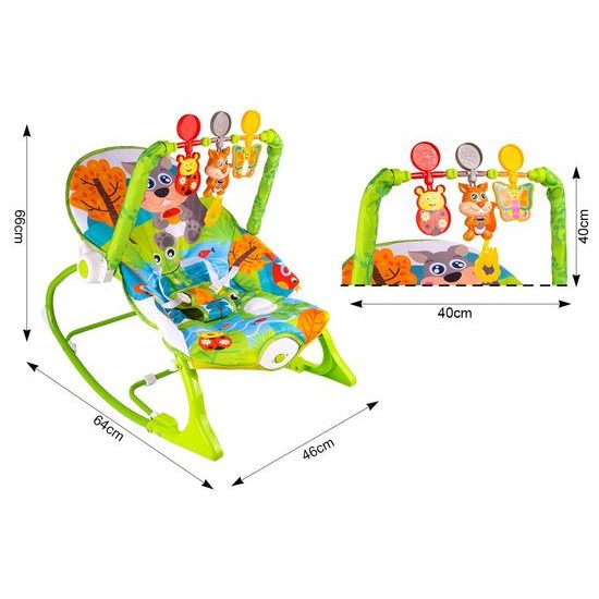 Kojenecké lehátko 3v1 s vibracemi Veverka- zelené