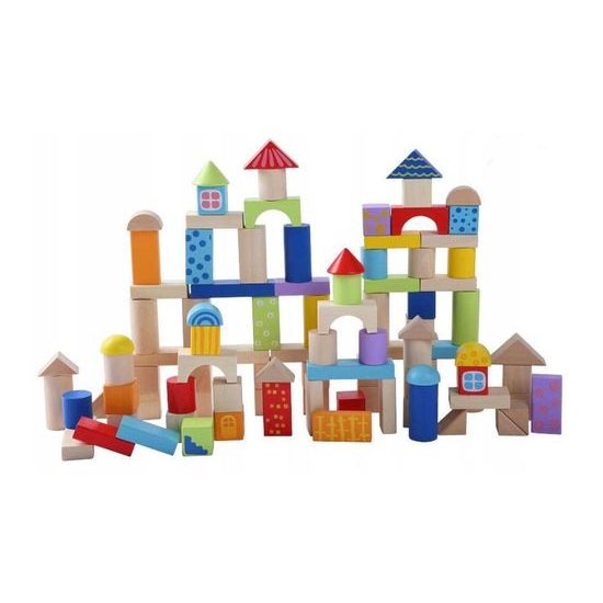 Ecotoys sada dřevěných kostek 50 ks v boxu