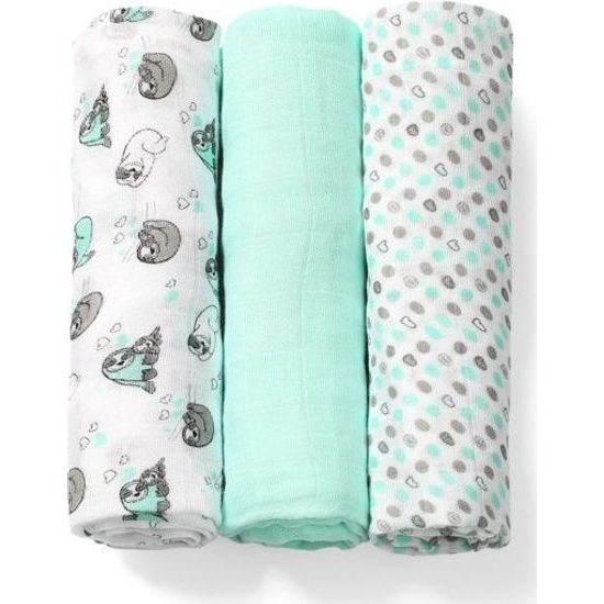 BABYONO Plenky bambusové 3 ks mint