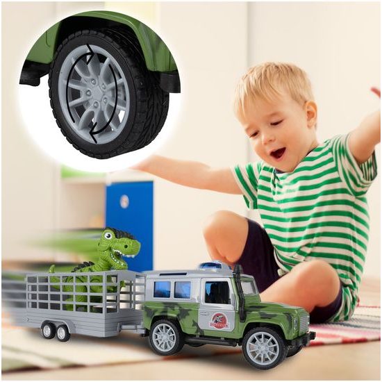 Terénní auto s dinosaurem, světly a zvuky Dino Car 1:20
