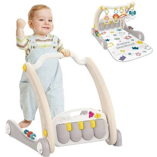 Haunger chodítko 2v1 s hrací dekou a piankem Happy Childhood