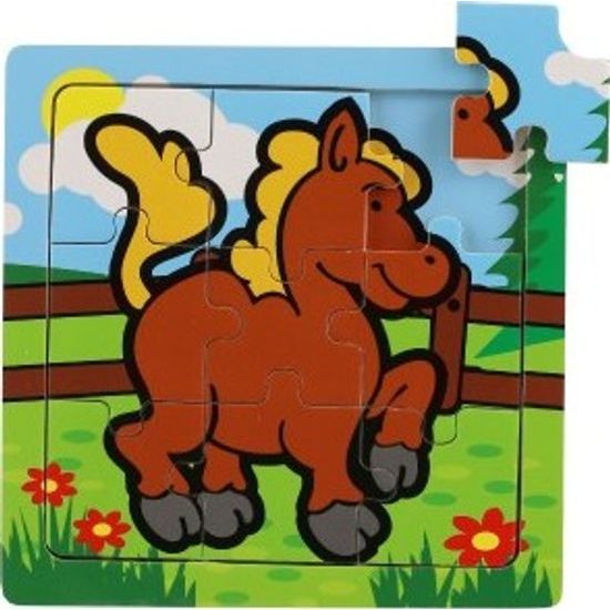 Dřevěné Mini puzzle 9 dílků - Moje první zvířátka pro nejmenší - mix 6 druhů