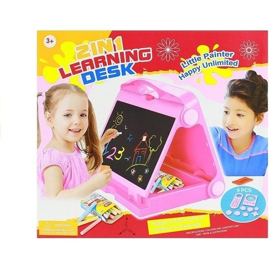 Oboustranná tabule 2v1+fixy - růžová