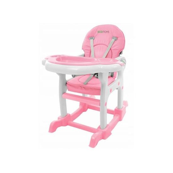 Ecotoys jídelní židlička s houpačkou 3v1 růžová