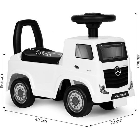 Dětské mini odrážedlo se zvuky Mercedes Actros - bílé