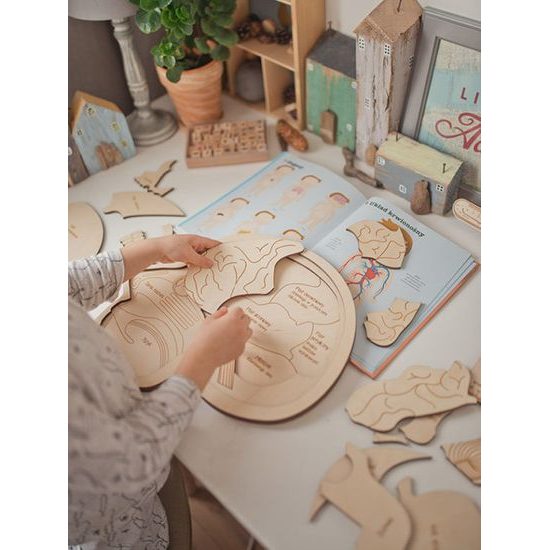 Hlava anatomie - edukativní dřevěné puzzle - SLOVENSKÁ VERZE
