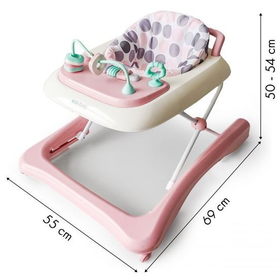 Ecotoys dětské chodítko s hračkami růžové