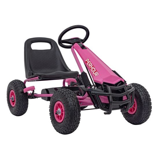 Dětská šlapací motokára s nafukovacími koly Air PerHour - růžová