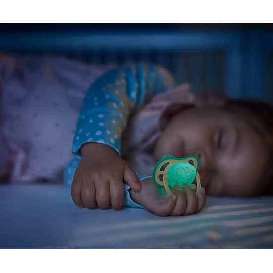 Dětský dudlík 0-6m Phillips Avent air night - zelená 2ks