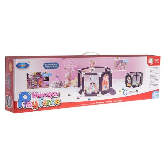 Dětská ohrádka Hexagon Fence se 40 míčky - růžová