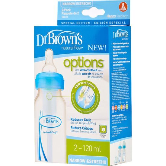 Dr.Brown´s Láhev antikolik Options+ úzká 2x120ml plast modrá